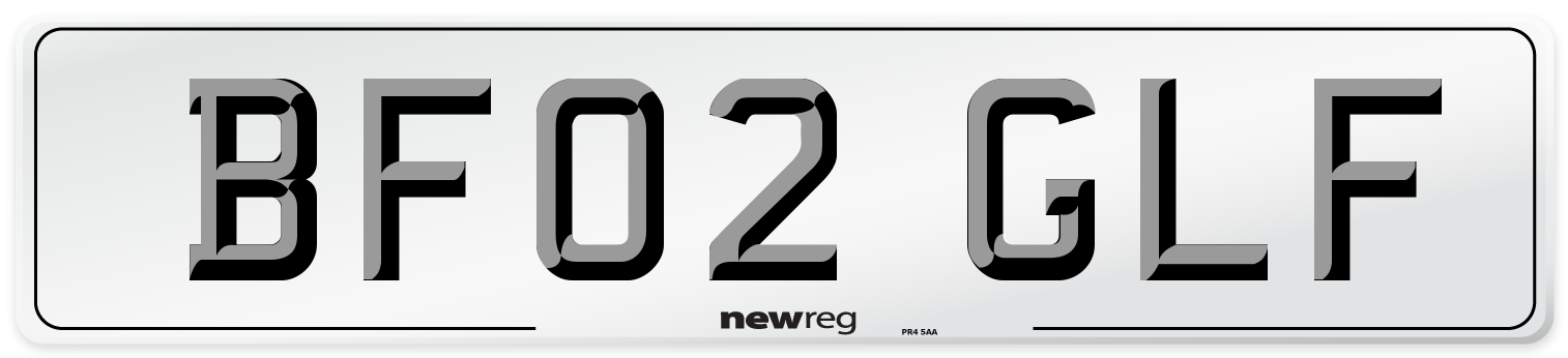 BF02 GLF Number Plate from New Reg